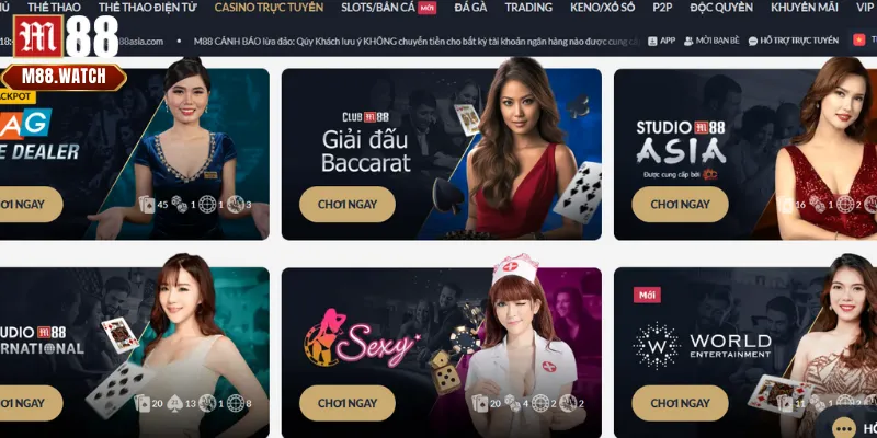 Điểm qua các nhà cung cấp đã bắt tay hợp tác cùng Casino M88