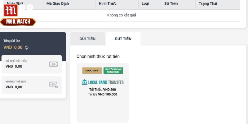 Tích hợp thanh toán bằng ngân hàng để hội viên rút tiền M88 tiện lợi